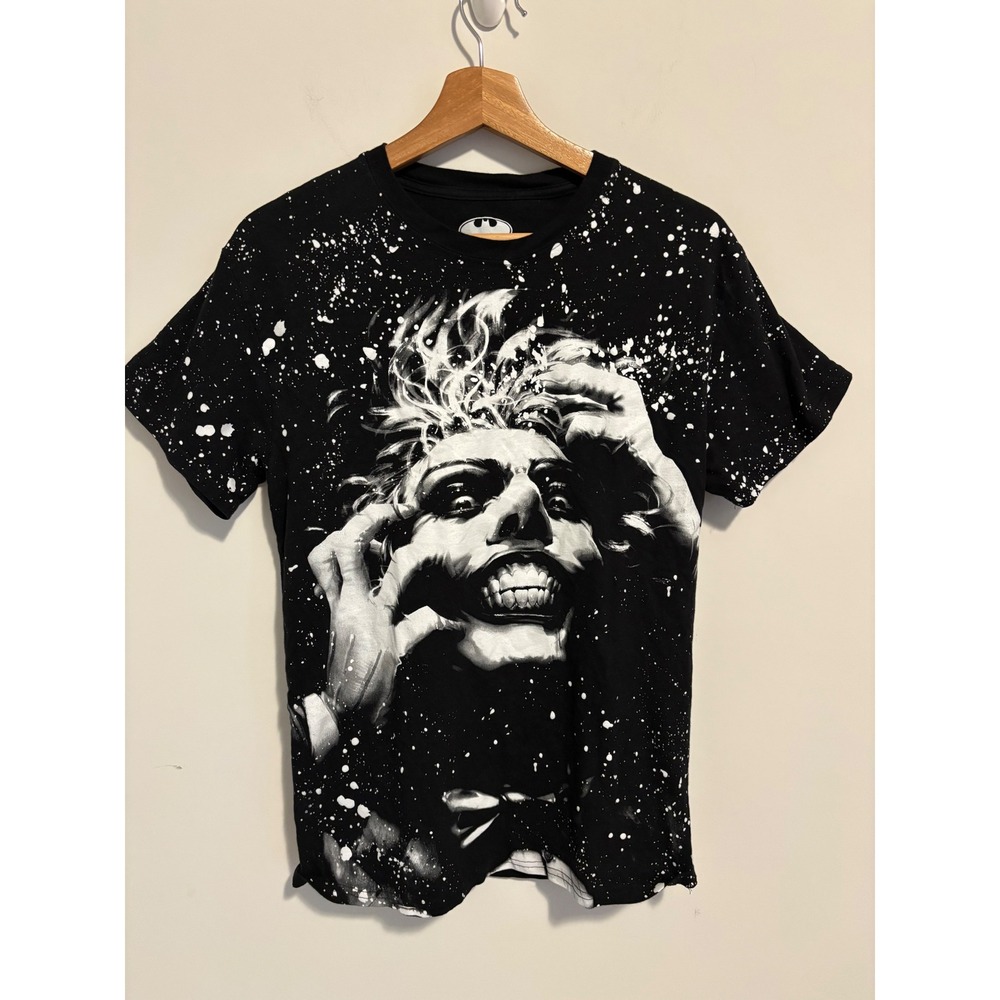 DC Comics Batman Joker Graphic T-Shirt Mens Medium Black White Splatter Print